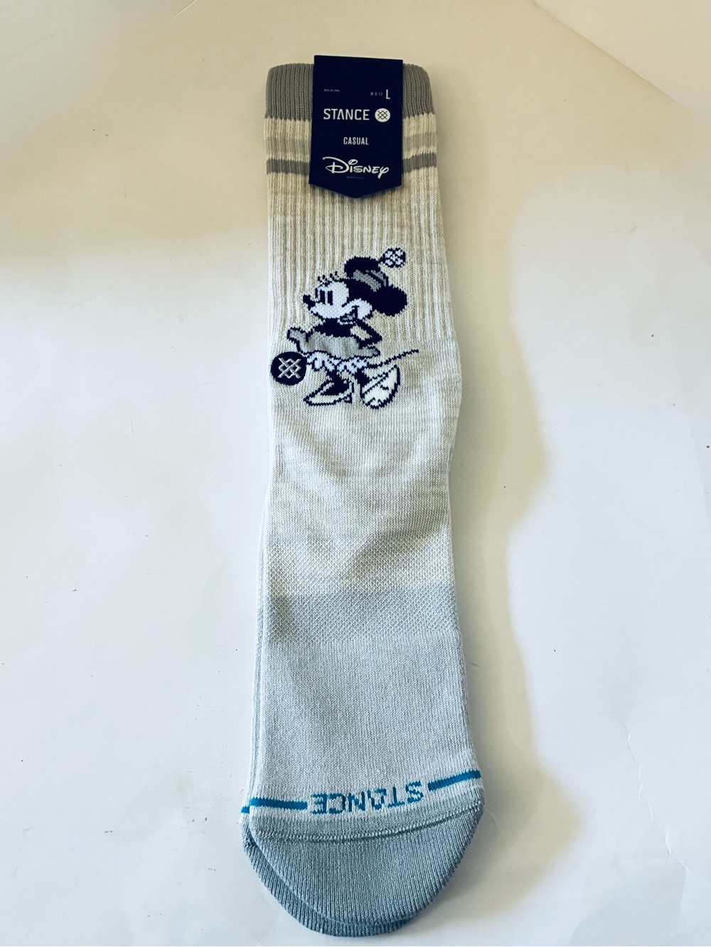 Stance x Disney Vintage Minnie Mouse Gray Crew Socks Size L 9-13